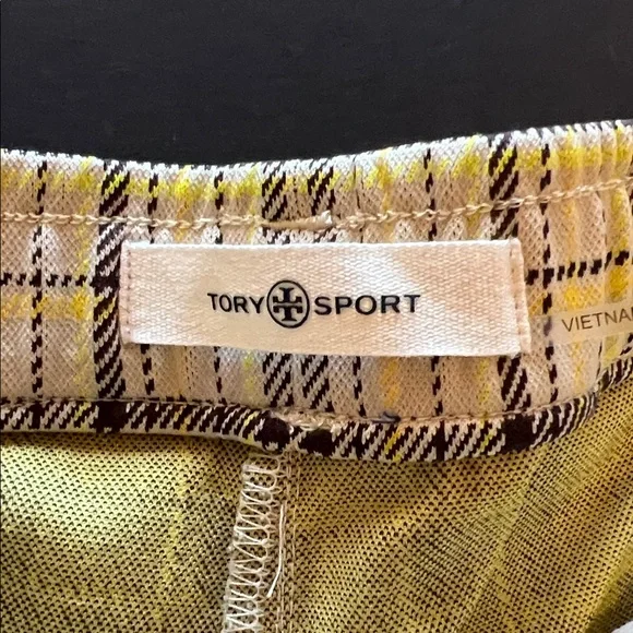 Tory Burch Tory Sport plaid Golf pants, yellow, size 4. NWOT - Picture 3 of 16
